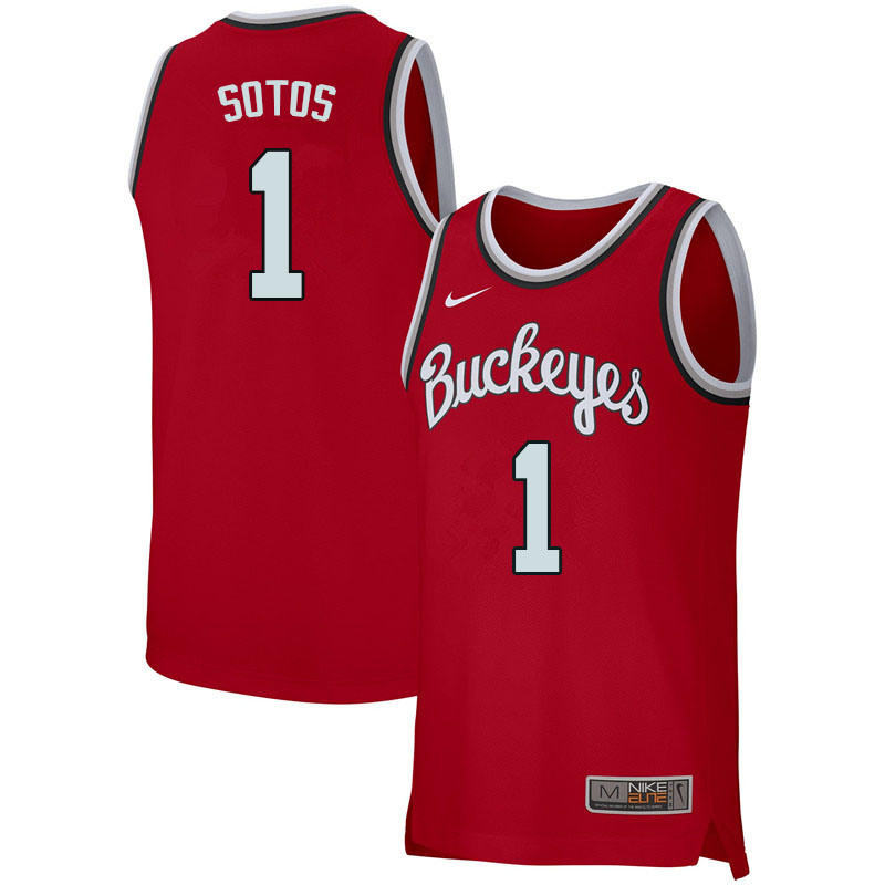 Men #1 Jimmy Sotos Ohio State Buckeyes College Basketball Jerseys Sale-Retro Scarlet